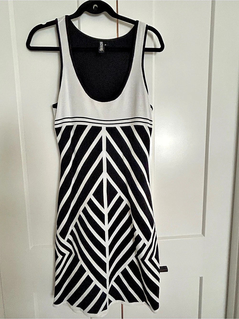 Yoana Baraschi Black and White Fitted Graphic Print Mini Dress, Medium